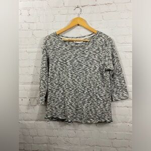 Rebecca Malone Sweater Womens Size Medium Black White Marled Cuff 3/4 Sleeves